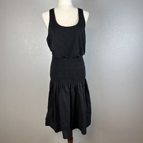 Nation LTD Sahar Combo Midi Dress L Large Black Cotton Sleeveless Made in Peru - Picture 1 of 9